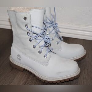 Timberland Women’s Size 7 light blue WP Fleece Fold Down Nubuck Boots AJ-327